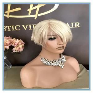 High Quality Hot Sales#613 Blond Color Short Human Hair Lace Wigs with Factory Price Wig-056