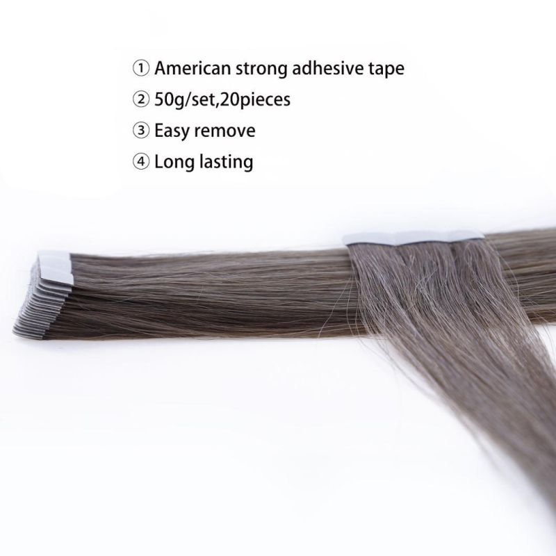 Hair for Salon 22 Inch Skin Weft Tape in Straight Human Remy Hair Extensions Double Sided 40PCS 100g/Pack (#6) Chestnut Brown