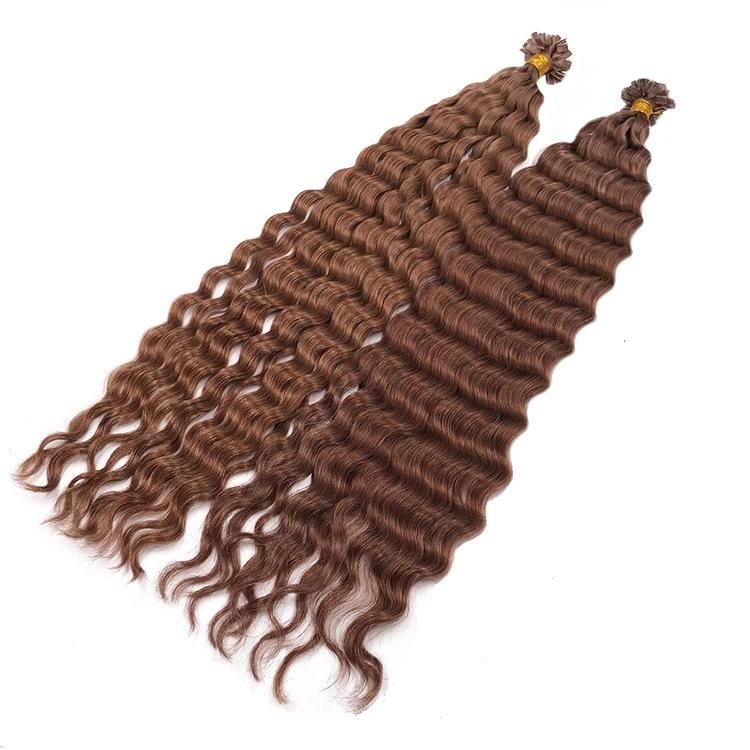 Wholesale 12A Raw Remy Virgin Human Hair Deep Wave Flat Tip Hair Extension