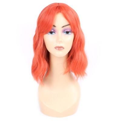 Wholesale Synthetic Fiber Ombre Orange Short Wig Wavy Bob Wig with Bangs