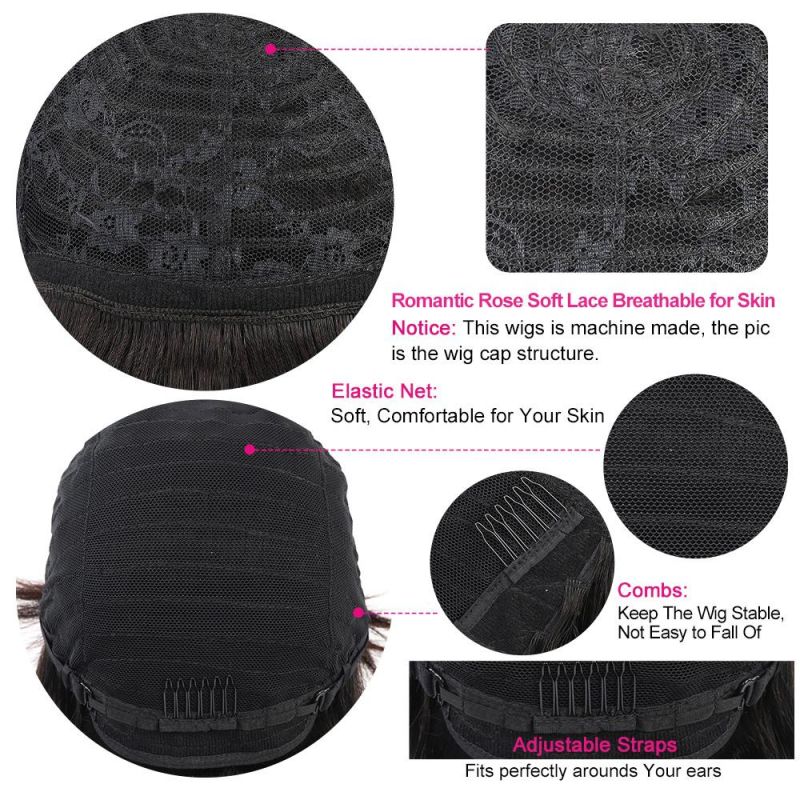 Cheap Brazilian Straight Human Hair Bob Wigs with Bangs Non Lace Full Machine Made Human Hair Cheap Remy Wigs for Black Women