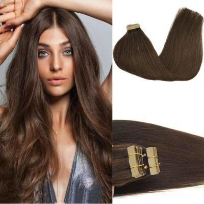 Tape in Hair Extensions Chocolate Brown Remy Human Hair Extensions Tape in Natural Hair Extensions 20PCS 50g 16 Inch