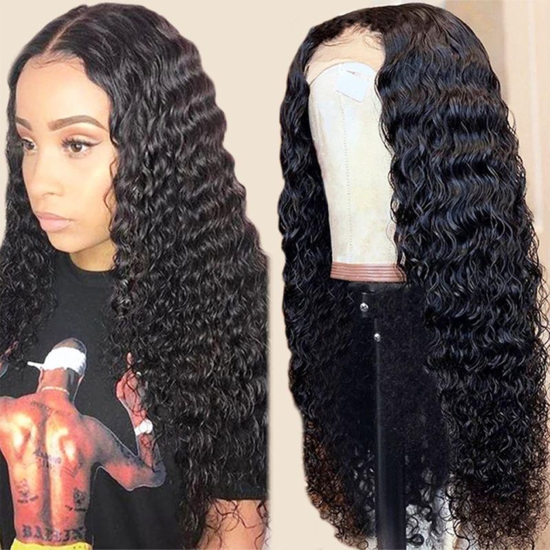 Luxuve Factory 40 Inch Water Wave Deep Wave Wig, HD Transparent Swiss Lace Frontal Full Lace Wig, Full Curly Invisible Lace Front Wig