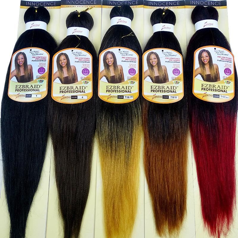 Pre Stretched Braiding Hair, Ombre Yaki Texture Braid Hair Extensions, Top Quality Kanekalon Synthetic Colorful Hair Braids