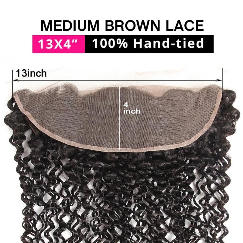 Lace Frontal Curly 13X4 Brizilian Virgin Human Hair Closure Curly Wave Hair Closure Natural Black Color Hair Extention 8 Inch