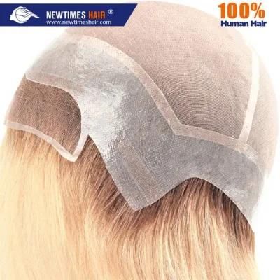 Custom Ladies Skin and Mono with Lace Front Real Human Hair Wig