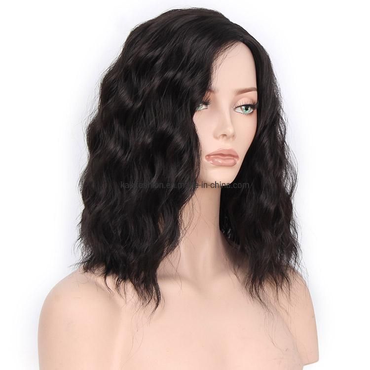 Kakiifashion Hair 14 Inch High Quality Vendor Cheap Water Wave Natural Black Bob for Black Women Synthetic Hair Wigs