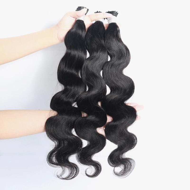 I Tip Microlinks Body Wave Human Hair Extensions for Women Natural Black 8-30 Inches Bundles Brazilian Virgin Bulk Hair