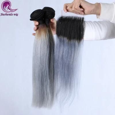 #1b Grey Colored Hair Piece 100% Human Hair Extension