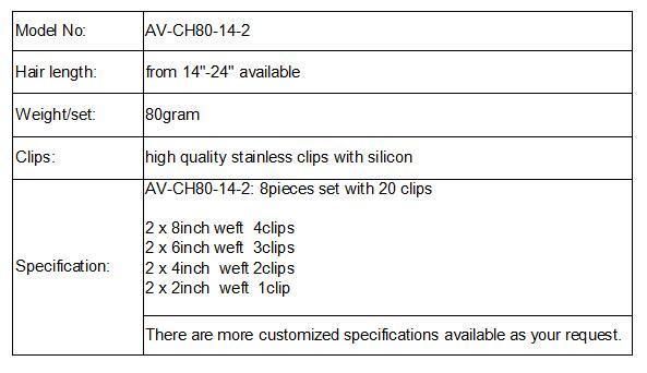 Full Head 7PCS Clip in Human Hair Extension Human Hair Extension (AV-CH80-14-2)