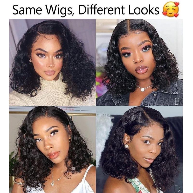 Wholesale China Remy Hair Bob Lace Front Wig Black Deep Wave Human Hair Extensions Full Lace Wig Pure Brazilian Virgin Human Hair Wig