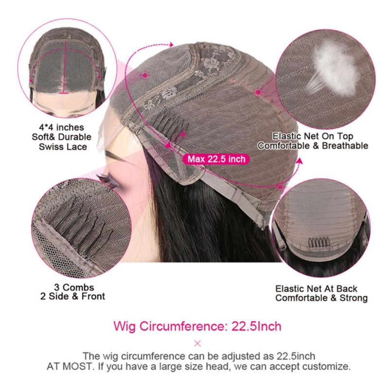Factory Wholesale 4X4 5X5 Body Wave Lace Closure Remy Human Hair Lace Wig Pre Plucked with Baby Hair