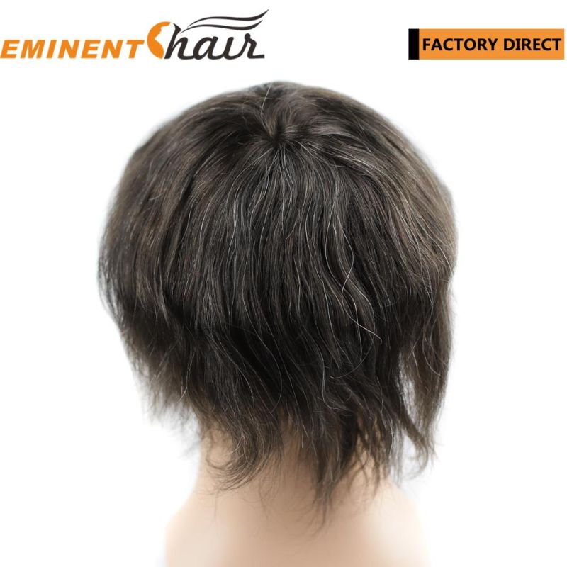 Fine Welded Mono Human Hair Men′s Hairpiece