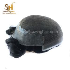 Durable Mono with Shin Base Human Indian Hair Men&prime;s Toupee