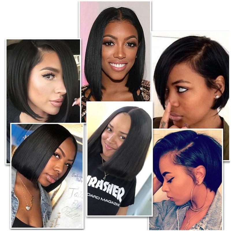Short Bob Lace Wig 13*4 Lace Front Wig Brazilian Remy Human Hair Wig 180% Straight Lace Front Wig Pre Plucked with Baby Hair