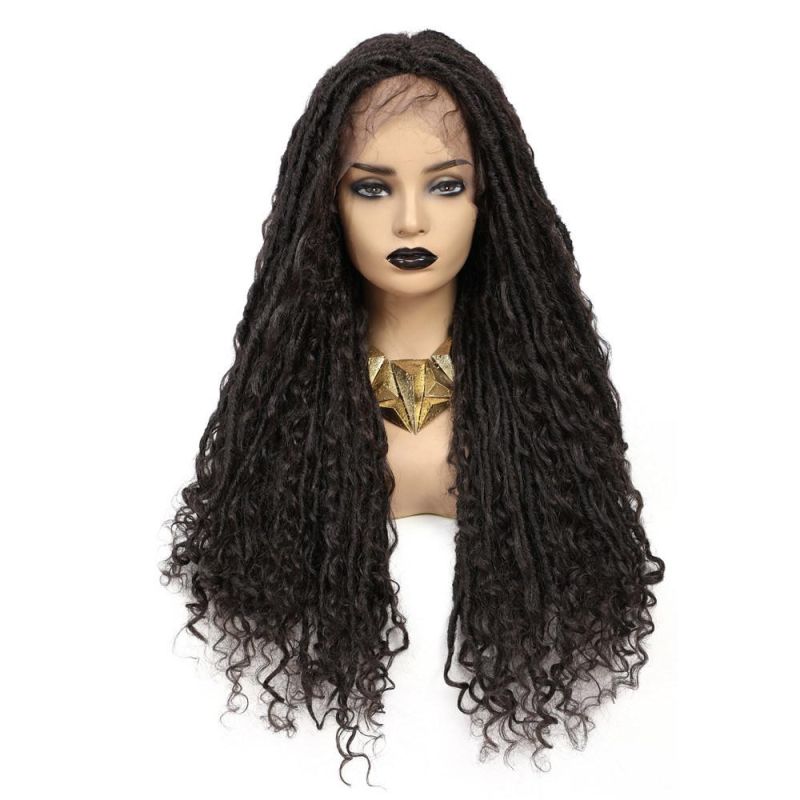 New Long Black Synthetic Hair Lace Front Braided Wigs Handmade Locs Full Lace Front Braided Wigs Box Braided Lace Wig