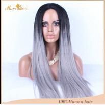 2015 Factory Price Ombre Grey Human Hair Wigs