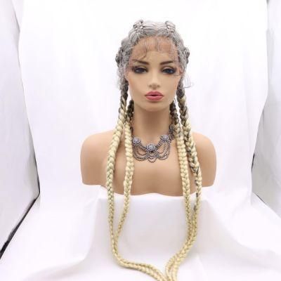 Best Quality Synthetic 4 Braid Wigs for Black Women Lace Frontal Long Braided Wigs