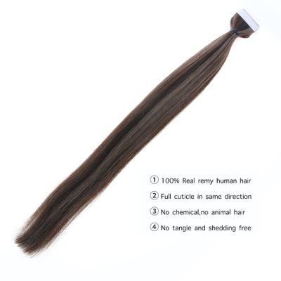 Tape Human Hair Extensions Machine Remy Natural Straight Hair Seamless Invisible on Adhesives