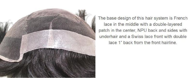 Custom French/Swiss Lace Toupee - Men′s Hair Recplacement Solution