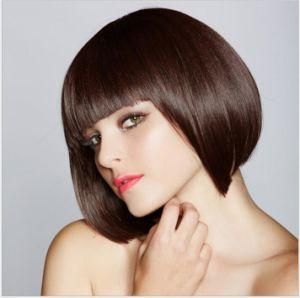Top Quality Fashion Brown Remy Hair Neat Bang Synthetic Wigs