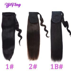 Silky Straight 100% Human Hair Wrap up Ponytail
