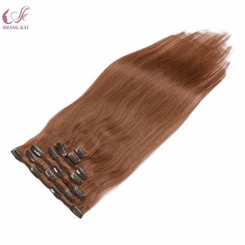 7PCS Double Weft Double Drawn Clip in Remy Human Hair Extensions for White Women