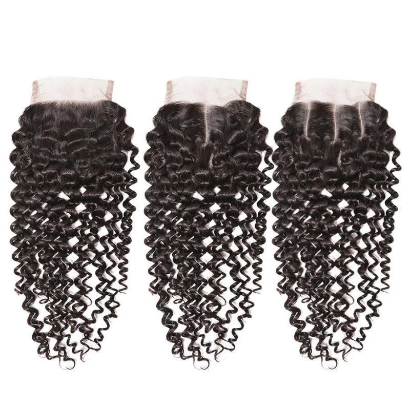 Kinky Curly Human Hair Weft Brazilian Hair Bundles with Closure and Frontal