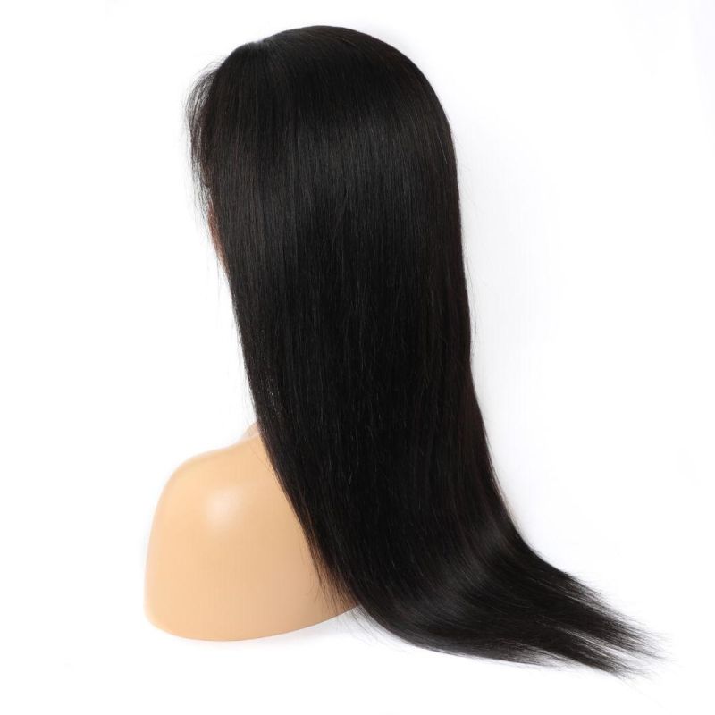 100% Human Hair Brazilian Human Hair Wig, Transparent Lace Frontal Remy Black Straight Human Hair for Women