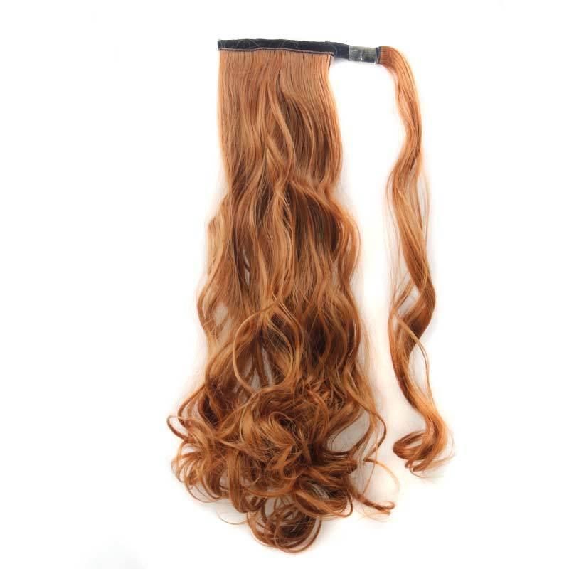 Long Body Wavy Brown Color Ponytail Hair Piece for Black Women Drawstring Synthetic Ponytail Hair Extension