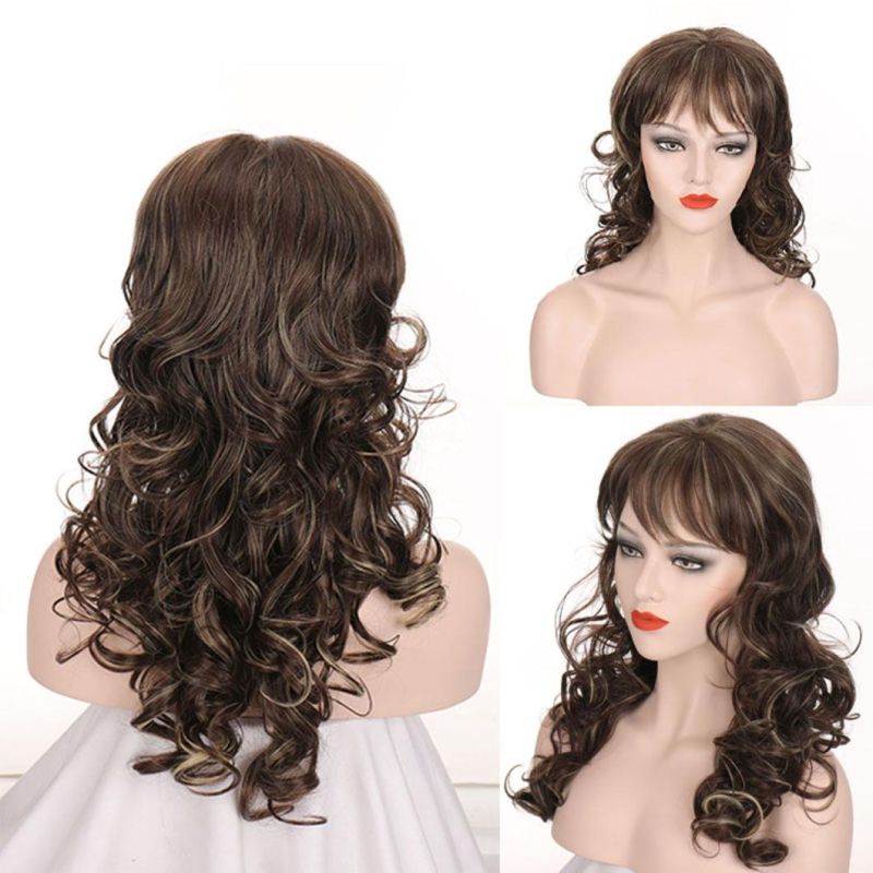 Natural Hairline Women Heat-Resistant Wigs Synthetic Wig Fluffy Curly Wave Wig for Black and White Women