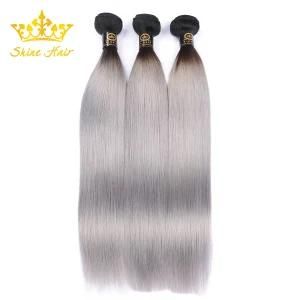 Straight Brazilian Human Hair in #1b/ Grey Ombre Color Wholesale Hair