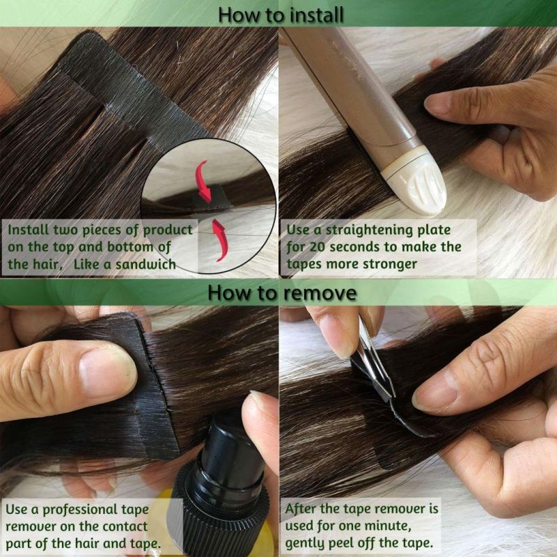 20PCS 50g Human Hair Extensions Tape in Ombre Chocolate Brown to Caramel Blonde Natural Hair Extensions Tape in Real Hair Straight 18 Inch