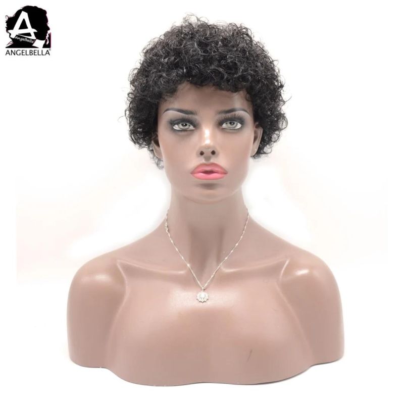 Angelbella New Arrived Machine Made Wigs Jerry Curly Remy Hair Machine Short Wig