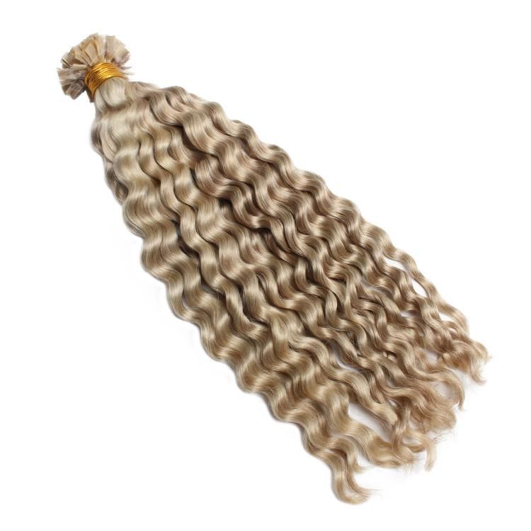 Unprocessed Remy Virgin Human Hair Double Drawn Deep Wave Flat Tip Hair Extensions