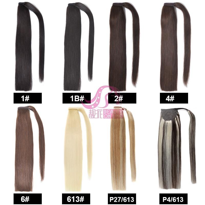 10-40inch Double Drawn 100% Remy Russia Human Hair Wrap Clip Ponytail Hair Extension, Wholesale Drawstring Ponytail Hairpiece, Human Hair Ponytail Extensions