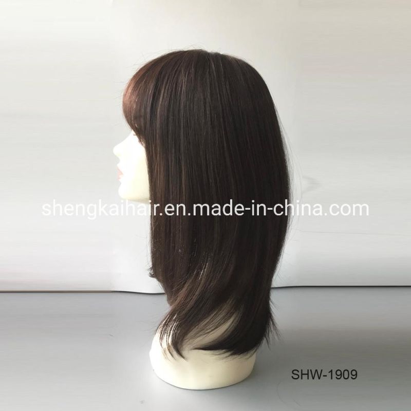 Wholesale Good Quality Handtied Human Hair Synthetic Hair Mix Long Heat Resistant Wigs 564