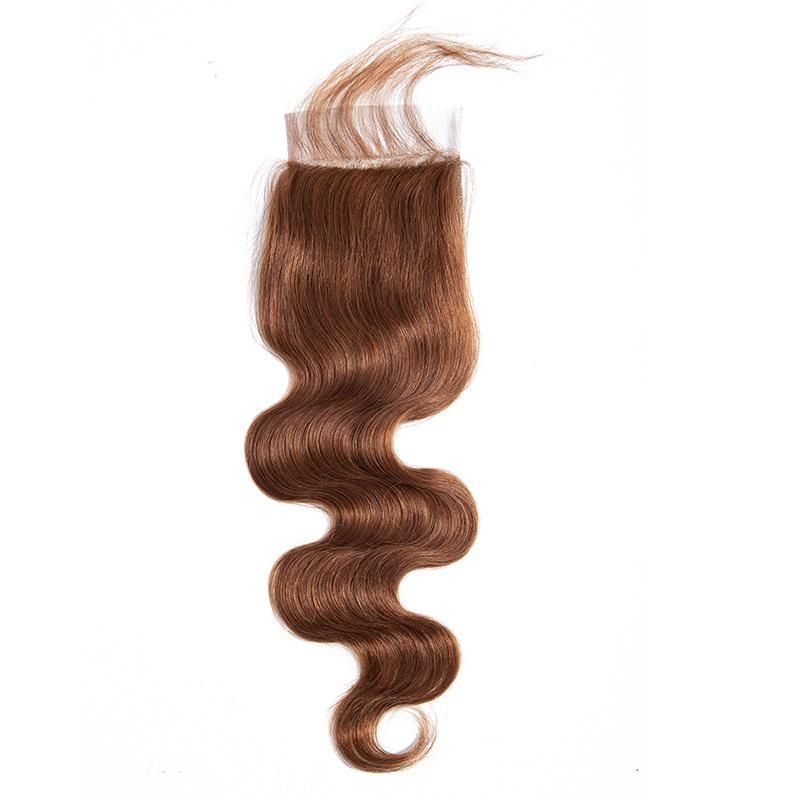 Kbeth Closures Hand Made Bleached Knot Invisible Human Hair Piece Unprocessed Raw Indian Virgin Hair Material Lace Brown Color Closure and Frontal