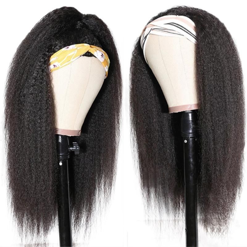 Raw Virgin Cuticle Aligned Cambodian Human Hair Handband Wigs Kinky Straight Wigs