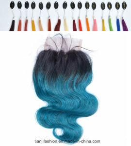 Virgin Hair Ombre #1b/Blue Body Wave Lace Closure