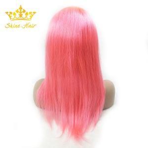 Wholesale Straight Peruvian/Brazilian Human Hair Wigs of Pink Color Sraight Full Lace Wig