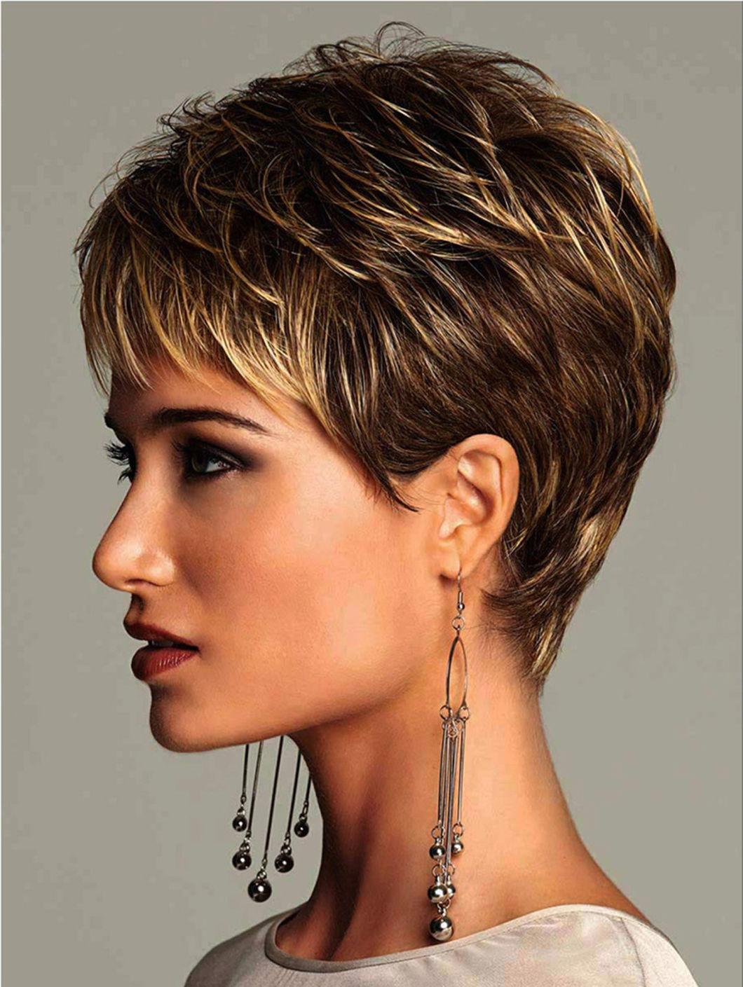 Wig for Women Synthetic Short Straight Hair with Bangs Natural Light Gold Daily Use Heat Resistant Fiber Wigs