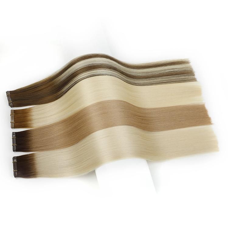 2022 Flat Weft Remy Hair, New Product Indial Remy Blonde Invisible Weft Hair Extension.