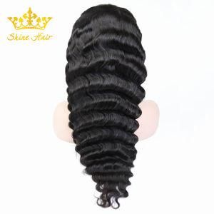 100% Human Hair Deep Wave Full Lace Wig with Natural Black