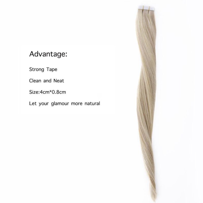 Hair for Woman Tape in Human Hair Extensions 50g Glue on Hair Balayage Color Invisible Seamless 100% Real Machine Remy Human Hair