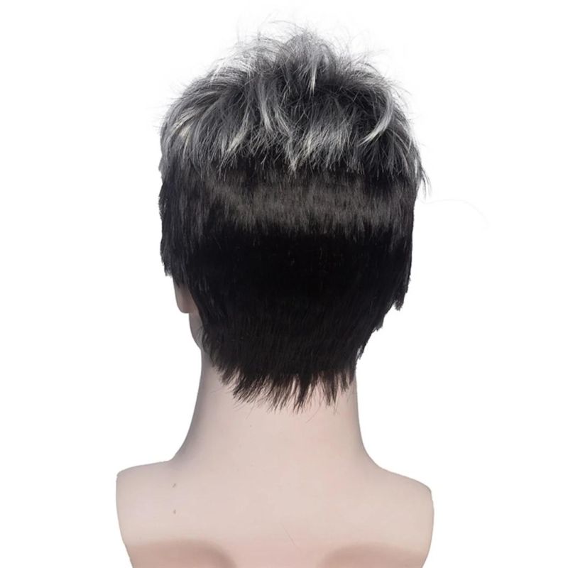Toupee Men Short Hair Wigs Ombre Men′ S Daily Wig Male Natural Curly Hair Breathable Men Short Hair Wigs Ombre Men′ S Daily Lace Front Wig