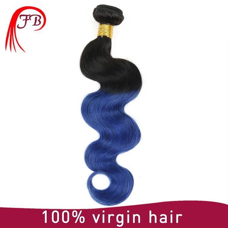 1b/Blue Ombre Color Remy Brazilian Human Hair Weft