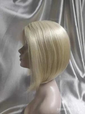 Large Stock Factory Price Short Human Hair Blonde Color Bob Wigs with T-Lace Part
