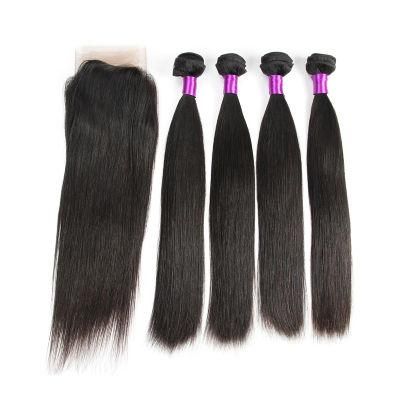 Brazilian Straight Virgin Remy Human Hair Weave with Closure