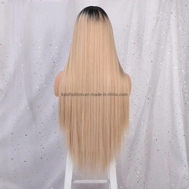 Long Silky Straight Natural Ombre 613 Blonde Wig for Black Women Synthetic Hair Wigs